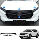 Car Accessories Exterior Front Bumper Engine Lid Grill Grille cover Trim Compatible with Honda CR-V CRV 2023 2024 2025 2026 (Glossy Black) 3PCS ABS