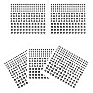 5 Sheets Face Gems Jewels Rhinestone Stickers, 4 Size Self-Adhesive DIY Bling Jewel Crystal Craft for Nails Hair Face Eyes Body (Black)