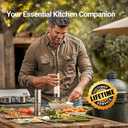 ThermoMaven Upgraded Larger Capacity Electric Salt and Pepper Grinder Set, 110ml Rechargeable Salt and Pepper Shaker with LED Light, Stainless Steel Automatic Pepper Mill with 6 Adjustable Coarseness (Silver)