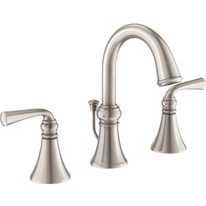 Moen Wetherly Spot Resist Brushed Nickel Two-Handle Widespread Bathroom Faucet with Valve Included, Bathroom Faucets for Sink 3-hole Deck Mounted Setup, WS84855SRN (Pack of 1)