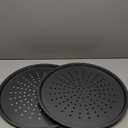 HONGBAKE 14.8 Inch Pizza Pan with Holes, 2 Pack Non-Stick Pizza Pan for Oven, Carbon Steel Perforated Pizza Tray, Crispy Pizza Set, Round Baking Sheet for Frozen & Homemade Pizza, Grey (Gray)
