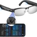 Domiro Camera Glasses, Smart Glasses with Camera and Bluetooth for Men/Women 8MP 4K HD Video Recording Anti-Shake 32G Support Chart GPT,WiFi,AI Voice Assistant,Translate,Music