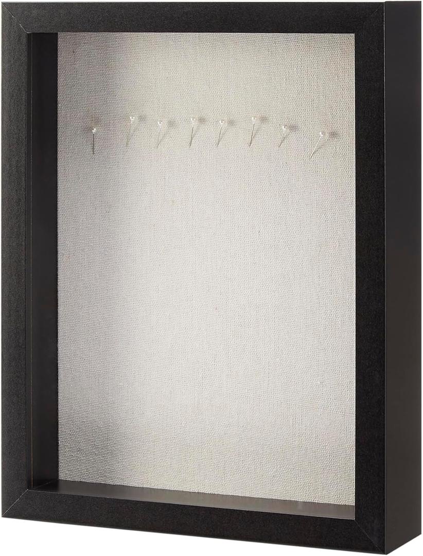 Amazon Basics Shadow Box Wood Rectangular Frame, 8.5" x 11", Black