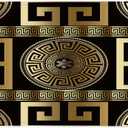 Retro Black Gold Greek Key Meander Luxury Bath Mat, 3D Geometric Gold Print Bathroom Rug Non Slip Absorbent Doormat with Rubber Backed for Shower Buthtub Kitchen Sink Home Decor16 x24