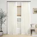 Extra Wide Pinch Pleat Linen Curtains 108 Inches Long 2 Panels for Living Room Sliding Patio Door 70 Inch Wide Boho Semi Sheer Floor to Ceiling Curtain Cream Ivory Pleated Drape 70x108 Large Window