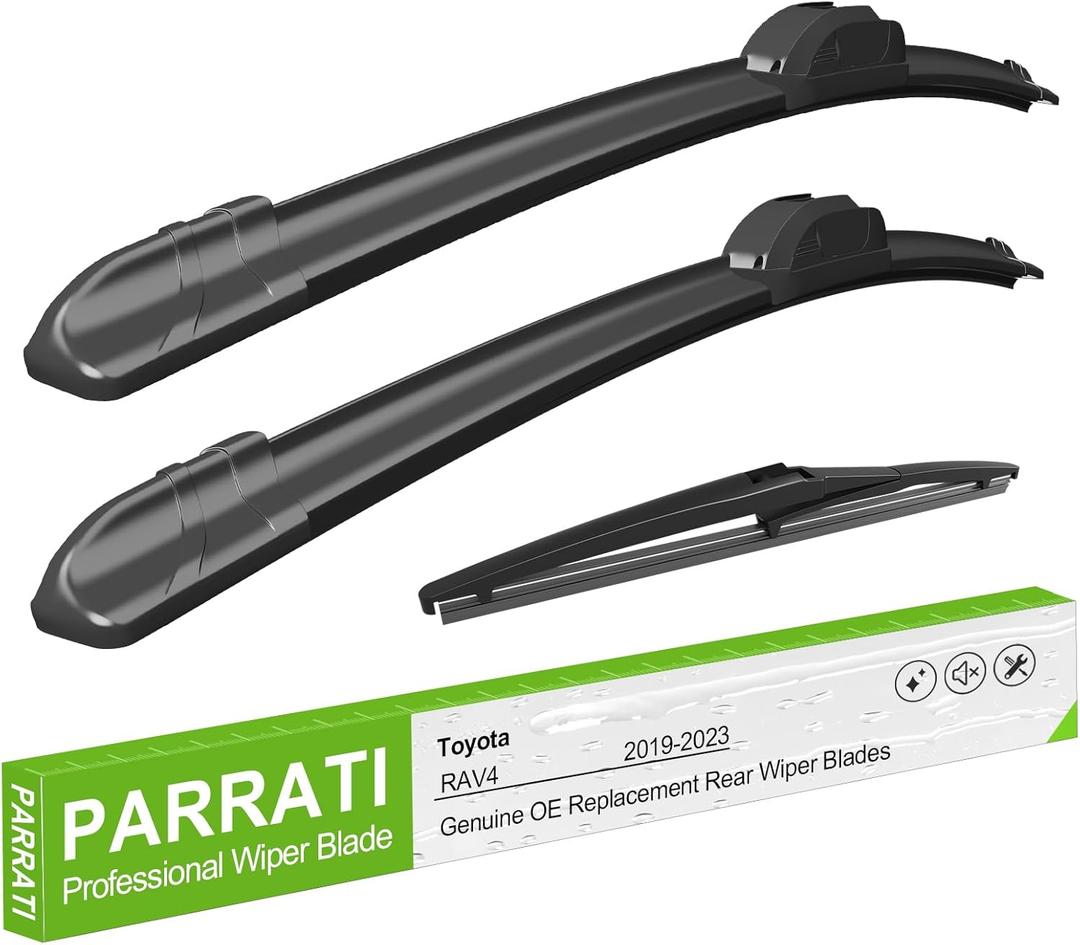 PARRATI 3PCS Windshield Wiper Blades for RAV4 2019-2023 - Exact Fit Replacement Front and Rear Wipers - 26+16+12 | All-Season Durability - Quiet & Streak-Free Wiping - Easy Installation