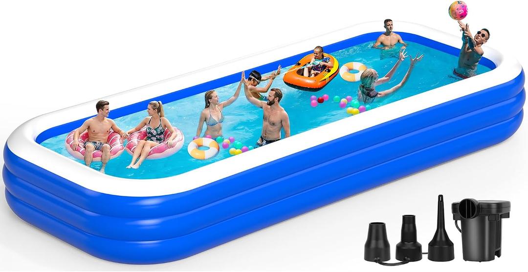 Extra Large Inflatable Swimming Pool for Adults - 180'' x 76'' x 22'' Extra Large Blow-Up Pool Oversized Thickened Family with Pump, 15FT Extra Long Inflatable Pools for Backyard, Easy Set Big Pool
