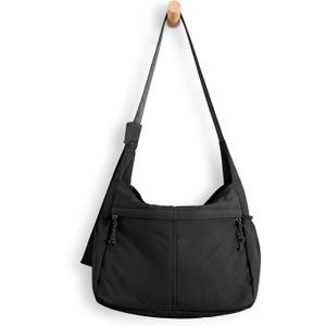 ODODOS 20L Crossbody Tote Bag Large Capacity Lightweight Hobo Shoulder Sling Bags for Gym Shopping Beach Travel, Black