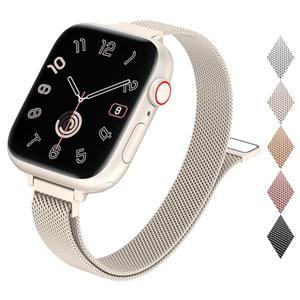 MARGE PLUS Slim Milanese Loop Compatible with Apple Watch Band for women 41mm 40mm 38mm 42mm 46mm 45mm 44mm, Stainless Steel Magnetic Mesh Strap work on iWatch Series 11 10 9 8 7 6 5 4 3 & SE 3 2 1
