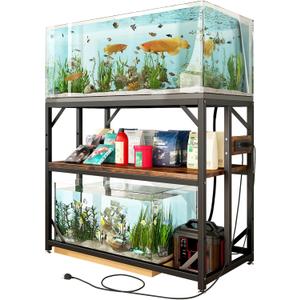 40 Gallon Fish Tank Stand with Power Outlets, Aquarium Stand with Adjustable 2-Tier Storage Shelf, Terrarium Stand,Heavy Duty Reptile Tank Stand for Home Office,Rustic Brown