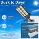 Solar Street Light 8000W Solar Parking Lot Lights Outdoor Waterproof, 240000LM 8000K Dusk to Dawn with Motion Sensor, LED Wide Angle Lamp