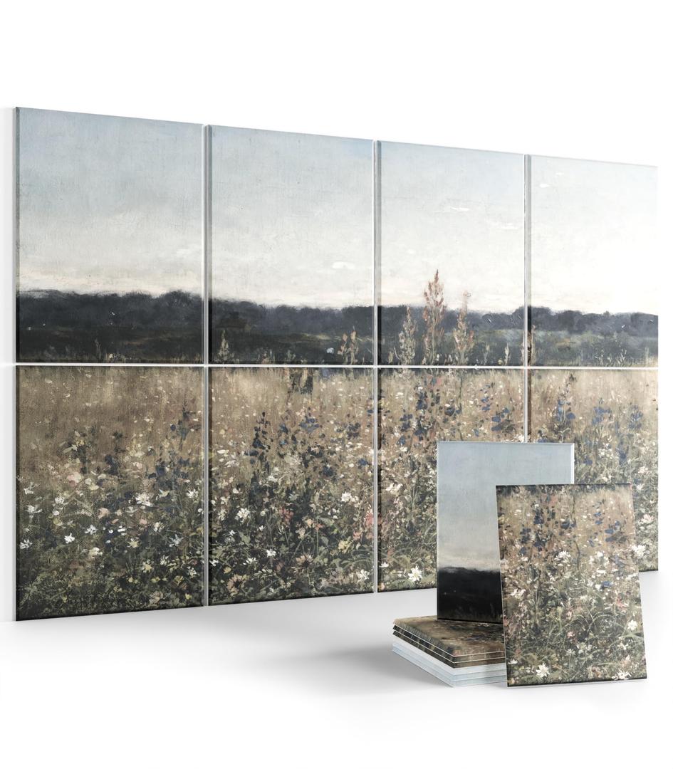 Wall Art Acoustic Panels,70''47''Sound Absorbing Panels-8-Pack with 60 Adhesive Tabs, Decorative Sound Absorbing Panels for Living Room and Recording Studio, Offices-Champ Fleuri