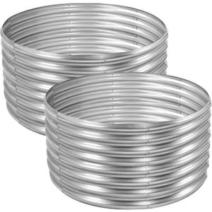 Land Guard 4×4×2ft Galvanized Raised Garden Bed Kit 2Pcs, Planter Raised Garden Beds Outdoor, Round Clearance Raised Garden Beds for Gardening Vegetables (Silver)
