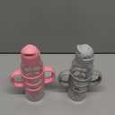 Dr. Brown's Milestones Narrow Sippy Straw Bottle, Spill-Proof with 100% Silicone Handles and Weighted Straw, 8 oz/250 mL, Gray/Pink, 6m+