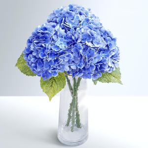Waipfaru 21" Real Touch Dark Blue Hydrangea Artificial Flowers with Long Stem & Leaves, Full Latex Faux Hydrangea Flowers for Home Decor Party Floral Arrangements Wedding Bouquets Centerpieces, 3Pcs