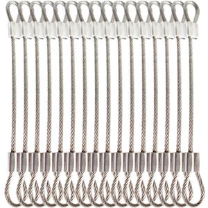 1/8"(3mm) Wire Diam Stainless Steel Cable Eyelets Loops Short Rope Lanyard Safety Tether Chain Lock with Vinyl Coated Cover, 20Pcs 6" Long Clear
