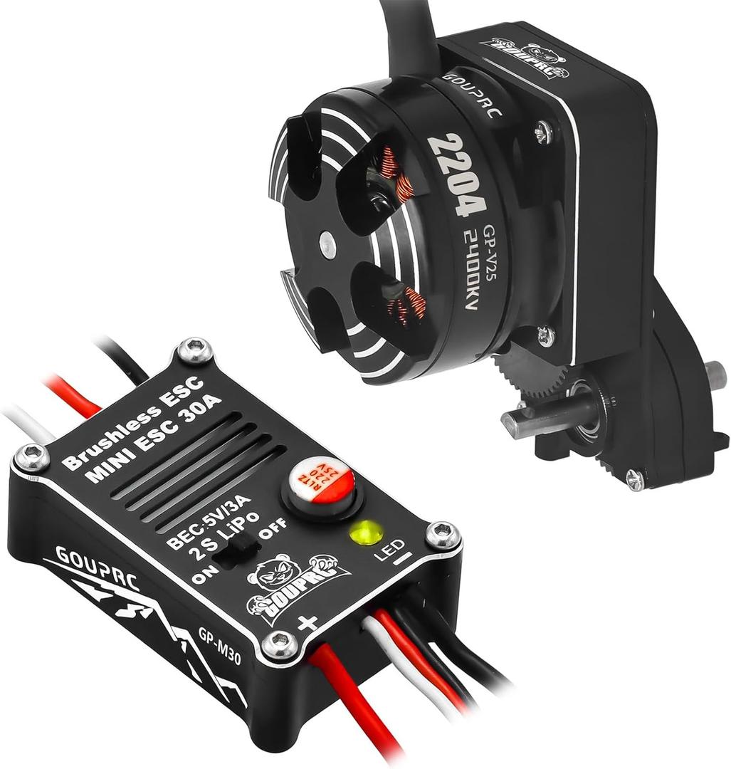 GOUPRC 2204 2400KV Brushless Outrunner Motor with Transmission & 30A Brushless Esc for SCX24 RC Crawler Axial 1/24 RC Car Truck