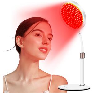 Red Light Lamp with Base, 100LEDs Red Light Therapy, 660nm & 850nm Infrared Light Lamp with 3 Timers, 360 Gooseneck Adjustment Led Light Therapy Lamp for Face/Back/Leg