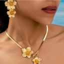 Wedding Jewelry Sets for Women Trendy Wedding Guest Dress Crystal Flower Necklace Earrings Set Sparkly Prom Dresses Formal Dresses for Women Wedding Guest