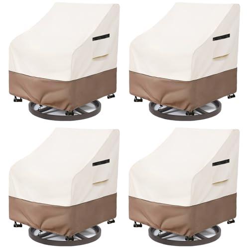 SoloToo Patio Chair Covers Waterproof Heavy Duty Patio Furniture Covers, 30W x 34D x 36H Inches Swivel Outdoor Chair Cover 4 Pack (Beige)