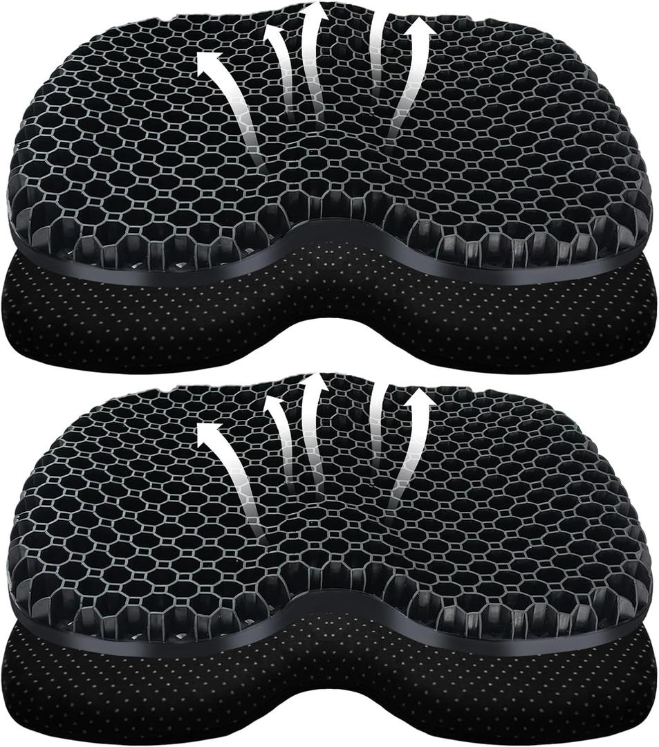 Kayak Seat Cushion, Thicken Anti Slip Waterproof Gel Kayak Seat, Portable Canoe Rowing Rubber Dinghy Pad for Stadium Sit in Kayak Inflatable Fishing Kayak Canoe Kayak Accessories (2pcs/Black)