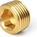 GASHER 25Pcs Brass Pipe Fitting,1/8" 1/4" 3/8" 1/2" 3/4" NPT Brass Internal Hex Thread Socket Pipe Plug Set