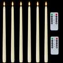 Homemory 15 inches Real Wax Flameless Taper Candles with Remote Timer, 6 Pcs Ivory LED Taper Candles Battery Operated with 3D Flickering Flame, Window Candles Led Candlesticks for Dinners Home Decor