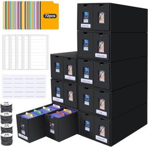 14000+ Card Storage Box, 2700+ Toploader Card Storage Box for Commander Display,with 72 Dividers, Labels & Tapes,Fit for TCG, PTCG, MTG