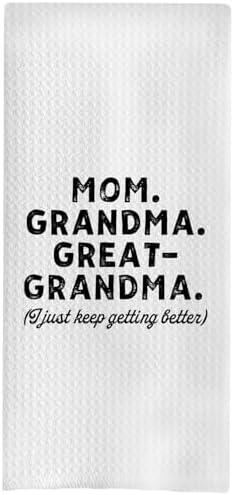 BYRFIIEU Great Grandma Gifts Kitchen Towels, Best Great Grandma Hand Towels for Bathroom Decor, GG Baby Announcement Dish Tea Towels for Kitchen Decor, 16x24 Inch