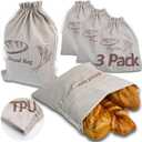 3-Pack Bread Bags for Homemade Bread Sourdough with Inner Lining, Linen Breads Bags Keeps Breads Fresh, Reusable Bread's Storage Bag, Flax Sourdough Bread's Bag's for Sourdough's Bag(17x13 In Lager)