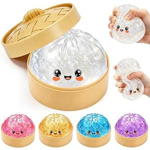 Squishy Toy, Crazy Fun Squishies Squeeze Stress Balls with Food Steaming Box, Stretchable Squishy Squeeze Toys for Holiday & Birthday Gifts