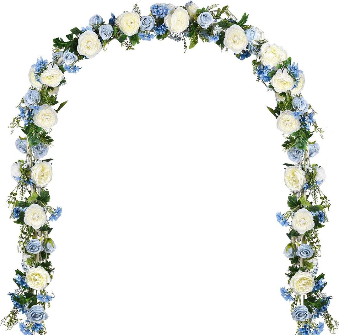 2 Pack Artificial Peony Flower Garland - 6ft Silk Peony Garland Flowers Vine Blue and White Peony Silk Flowers for Wedding Arch Party Table Decoration (Blue) 2 Pack Artificial Peony Flower Garland - 6ft Silk Peony Garland Flowers Vine Blue and White Peony Silk Flowers for Wedding Arch Party Table Decoration (Blue)