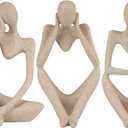 Sandstone Resin Thinker Style Abstract Sculpture Statue Collectible Figurines Home Office Bookshelf Desktop Decor (3pcs)