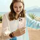 DOMAVER Desert Titanium for iPhone 16 Pro Max Case Glitter with 2X Screen Protector [Fit for MagSafe] Cute Girly Bling Diamond Phone Case Built-in Camera Lens Protector, Military Protection Cover