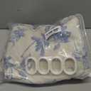 WOUVMA Extra Long Blue Shower Curtain Floral Cotton Linen Cottagecore Shower Curtain for Bathroom 90" L x 72" W