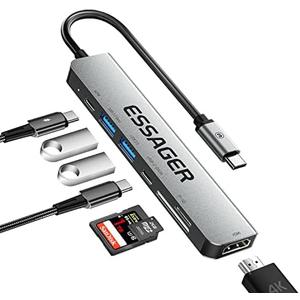 Essager USB C Hub with HDMI 4k, Portable USBC Hub Multiport Adapter, USB3.0, USB2.0, SD/TF(Micro SD) Reader for iPad Pro MacBook Pro Acer Laptops and More (7 in 1 USB C)