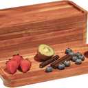Wood Serving Trays 2 pcs - 14x6 in, Rustic Wooden Platters for Party, Kitchen Platter, Acacia Wooden Dessert Table Display Set, Decorative Tray Decor Small Chees, Charcuterie Boards Long BBQ Plates