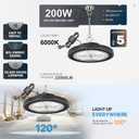 300W-4Pack UFO LED High Bay Light,30000lm 6000K Daylight 2000W Equivalent with US Plug Cable LED Garage Lights Commercial Warehouse Area Light Workshop Garage Factory Lowbay Area Lighting
