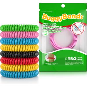 12 Pack Mosquito Repellent Bracelets, Individually Wrapped, DEET Free, Natural and Waterproof Band