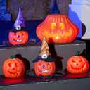 JOYIN 5 Pcs Light Up Halloween Pumpkin Decorations Jack O Lantern Decor, Plastic Pumpkin Halloween Decor Outdoor Indoor Trick Or Treat Table Top Party Supplies Favors