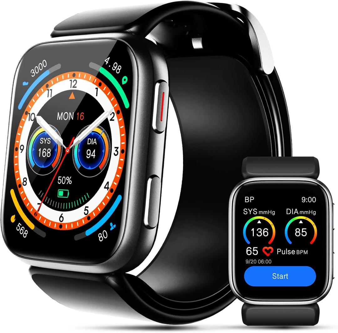 BP Doctor Smart Watch Blood Pressure, 1.95" Blood Pressure Monitor with Air Pump Band, Blood Pressure Watch with Sleep Heart Rate Monitor, Pedometer, Watch Supports Data Sharing, Reminder Monitoring