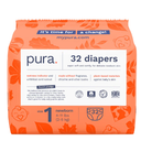 Pura Hypoallergenic Diapers, Size 1 (411lbs), Newborn, Totally Chlorine Free, Wetness Indicator, Suitable for Sensitive Skin, Soft Organic Cotton Comfort, Overnight, 3 Packs of 32 (96 Baby Diapers)