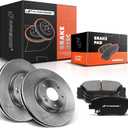 A-Premium 11.81 inch(300 mm) Front Vented Disc Brake Rotors + Ceramic Pads Kit Compatible with Select Hyundai and Kia Models - Optima 2011-2016, Sonata 2011-2015, 6-PC Set