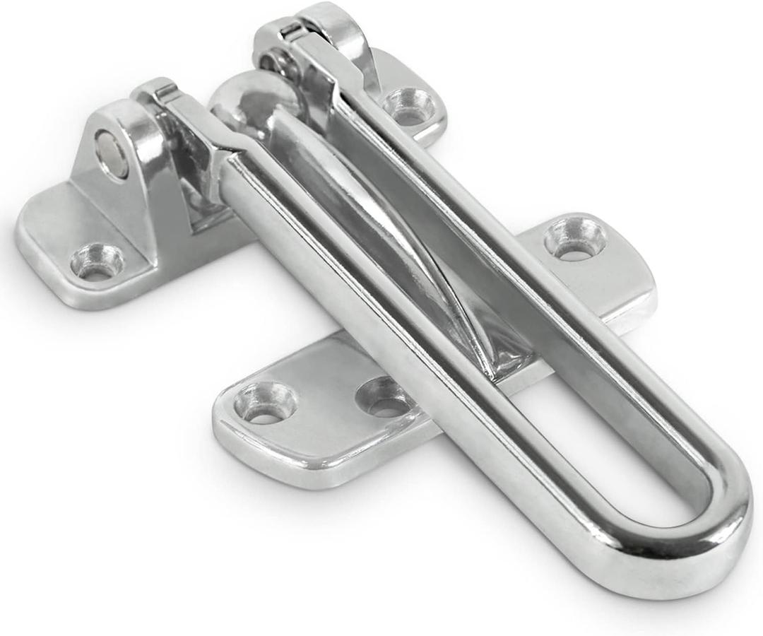 Jack N Drill Swing Bar Door Lock Durable Door Guard for Back & Front Doors, Childproof Door Security Made from Reinforced Diecast Metal for Home Security (Chrome, 2 Pack)