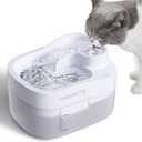 Cat Water Fountain, 3L/101oz Wireless Pet Fountain, Dockstream Automatic Pet Water Dispenser for Cats Dogs Drinking with Replacement Filter, Quiet Pump, Stainless Steel Tray and ABS, White
