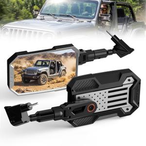 Mirrors Doors Off - Wrangler JL Side Mirrors Compatible with 2018-2023 Wrangler JL & Gladiator JT, Anti-shaking Wider Wrangler Side View Mirrors with Removable Back Panel+5 Creative Sticker Sets