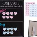 Baby Gender Reveal Board Game with 144 Girl or Boy Voting Stickers, Cast Your Vote Sign with Stand - Chalkboard Design (12 x 17 in)