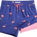 maamgic Mens Swim Trunks with Compression Liner 5 Inch, Quick Dry Bathing Suit with Zipper Pockets, No-Chafing Swim Shorts (Blue, L)