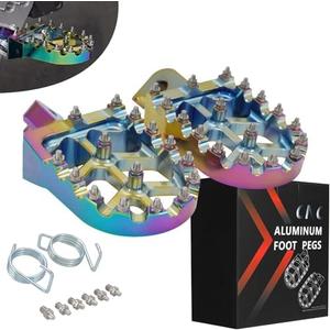 JFG RACING Dirt Bike Foot Pegs with Springs, 7075 Aluminum CNC Footpegs Pedals Rests for Surron Light Bee X and S/ E Ride Pro SS/ CRF150F CRF230F 03-19/ X160/ X260-Metallic