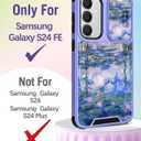 Buleens for Samsung Galaxy S24 FE Case - with Ring Stand & Camera Cover Aesthetic Cute Designed S24FE Case Women Girl Girly Kawaii Blue Water Lily for Samsung S24 FE Phone Case Compatible with Magsafe